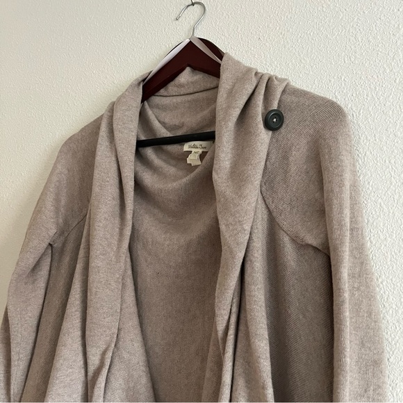 Matilda Jane Beige Come On Over Cardigan Size M Wrap Sweater Fringe Poncho - Picture 5 of 12